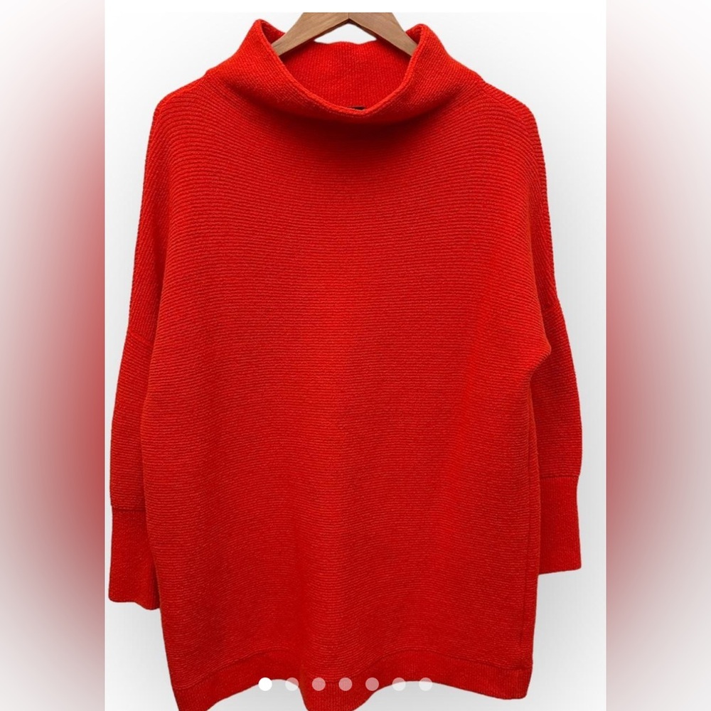 Free People Vibrant Orange (“Audacious”) Slouchy “Ottoman Tunic” Sweater